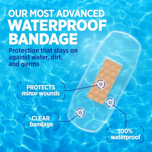 BAND-AID Brand Clear Waterproof Adhesive Bandages, Sterile First-Aid for Minor Wounds, Cuts & Scrapes, Clear Bandages with...