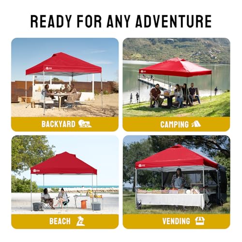 CROWN SHADES 10x10 Pop Up Canopy - Beach Tent with One Push Setup - Easy Outdoor Sun Shade for Events, Parties, Camping - ...