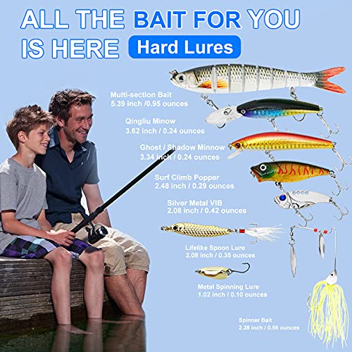 Fishing Lures Tackle Box Bass Kit, Including Animated Lure,Crankbaits,Spinnerbaits,Soft Plastic Worms, Topwater Lures,Hook...