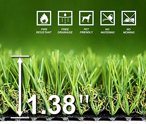 Artificial Grass Outdoor Rug 10ftx20ft 1.38" Thick Synthetic Lawn Astro Turf Carpet for Indoor Outdoor Use, Fake Grass Rug...