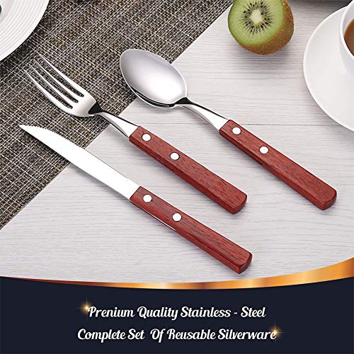 PREMIUM QUALITY Stainless Steel travel utensils Set with case, Healthy & Eco-Friendly 3pc Full Size Fork, Spoon, Portable,...