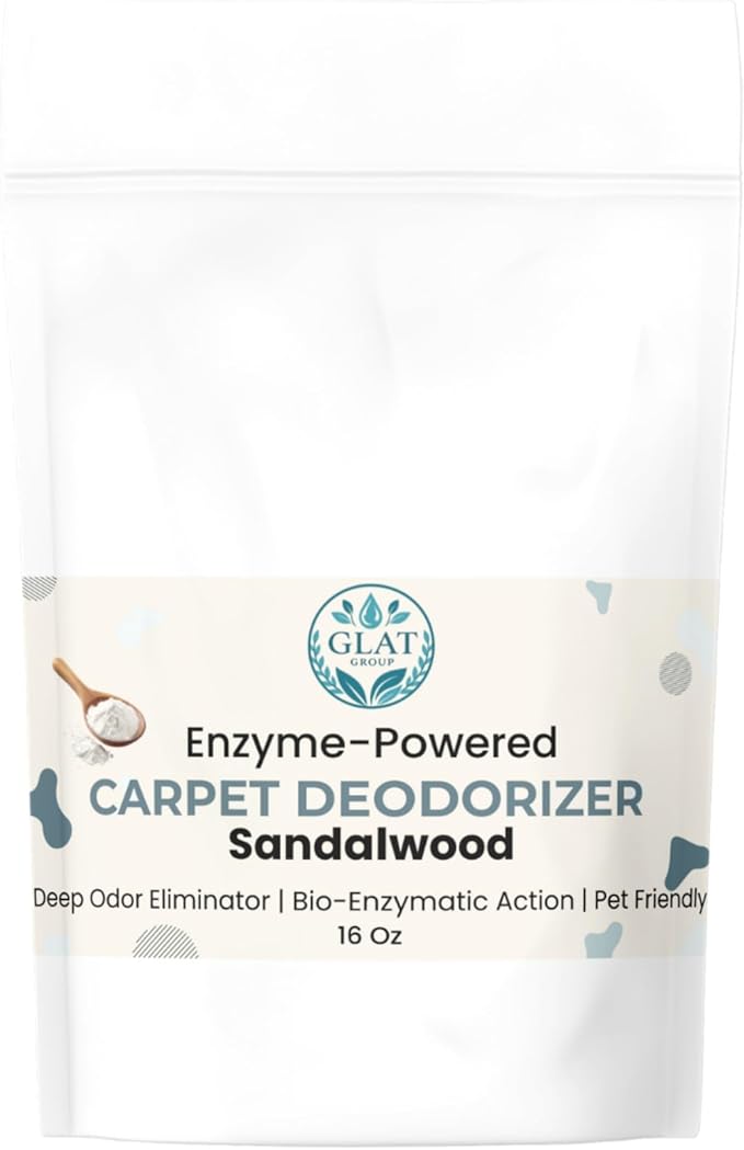 Enzyme-Powered Carpet Deodorizer (Powder) - Sandalwood | Natural Pet Odor Eliminator | Bio-Enzymatic Formula, Premium Performance, Eco Friendly | 16 oz