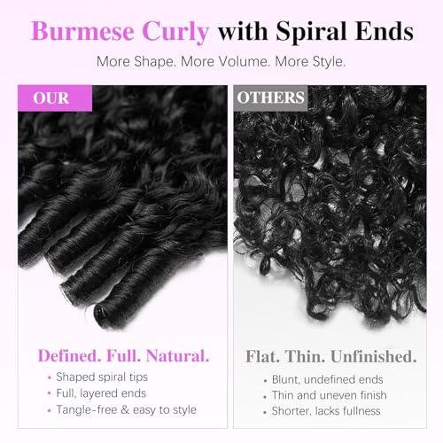 Larhali Half Wig Human Hair Glueless Wigs Upgrade 3 IN 1 Half Wig With Drawstring Seamless Clip Ins Flip Over Burmese Curly Human Hair No Glue No Lace For Women 200% Density (Natural Color, 16inch)