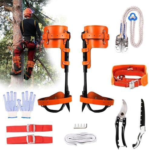 Rohseson Tree Climbing Spikes, Tree Climbing Gear with Non-Slip Pedal, Adjustable Tree Climbing Tool Set