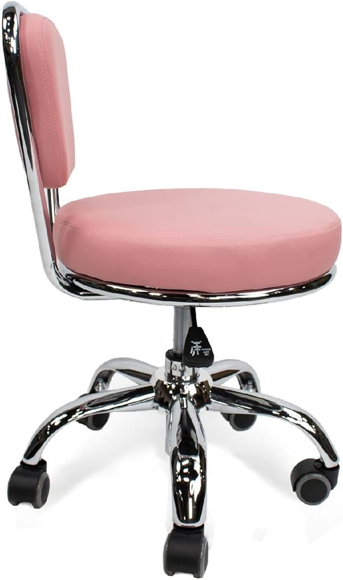 MAYAKOBA Dayton Garage Rolling Seat (Pink) Pneumatic, Short Stool with Adjustable Height 13"-15", Perfect for Garage Task, Home Cleaning, Bathroom Short Seat, Technician Task