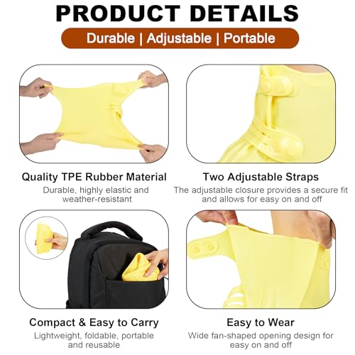 Dream Apparel Waterproof Rain Shoe Covers for Women Men, Non-Slip Reusable Foldable Boot Covers Rainproof Overshoes Over S...