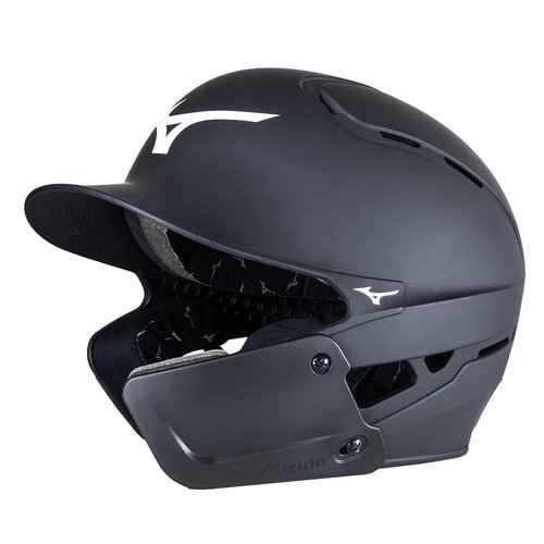 Bundle of Mizuno B6 Adult Baseball Batting Helmet, Black, Small/Medium + Mizuno Batters Face Protector, Black, Right Hand Batter, Foam, Plastic
