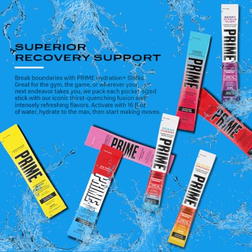 Prime Electrolyte Sticks with Rapid Rehydration Sticks Variety Pack – 3 Flavors 15 Powder Packets for Instant Hydration |...