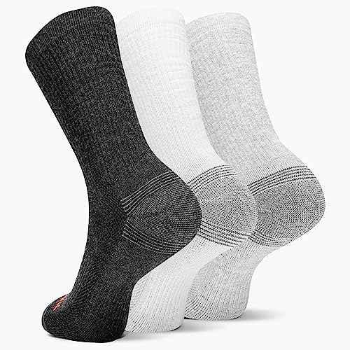 Merrell unisex-adults Men's and Women's Recycled Everyday Crew Socks - 3 Pair Pack - Repreve Mesh