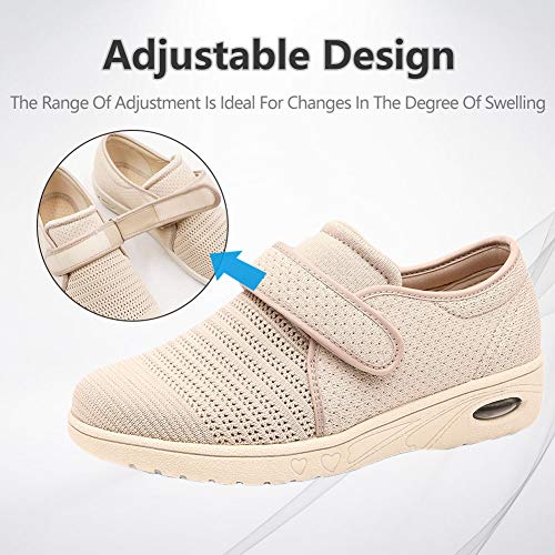 Womens Diabetic Walking Shoes Adjustable Outdoor Sneakers Recovery Easy On Off Strap Wide Width Slippers Comfort for Senio...