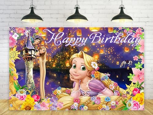 Princess Rapunzel Backdrop for Birthday Party Decorations Yellow Background for Party Cake Table Decorations Tangled Theme...