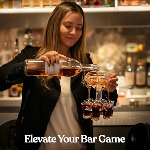 Etihub Shot Glass Dispenser And Holder - Party Drink Set For Liquor With 6 Glasses, Cool Glass Shots Game Accessories, Cut...