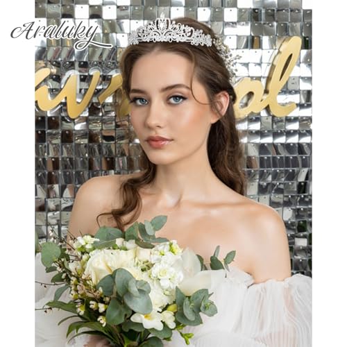 Araluky Crystal Tiara Crown Headband Princess Elegant Tiara with Combs for Women Young Ladies Bridal Wedding Prom Birthday...