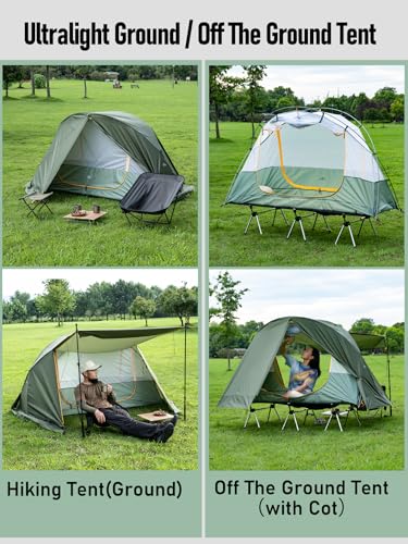 iClimb Ultralight 4 Season Solo Tent Waterproof with Snow Skirt Rainfly, Ground/Off The Ground Tent for Backpacking Campin...