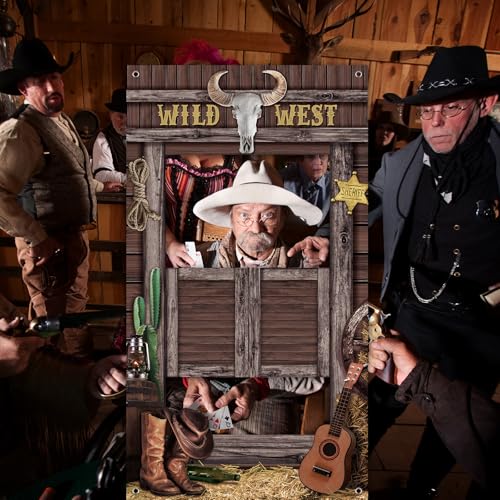 Blosssound Wild West Party Decorations Western Cowboy Photo Booth Prop West Themed Door Banner Rodeo Cowboy Backdrop Backg...