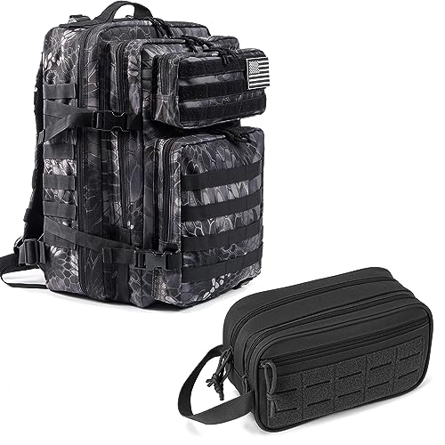 QT&QY 45L Tactical backpack & Tactical Toiletry Bag