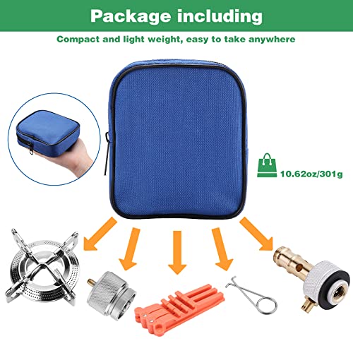 WADEO Portable Camping Stove Burner, Backpacking Stove with 1LB Propane Tank Adapter, Fuel Can Canister Stand and Carry Ca...