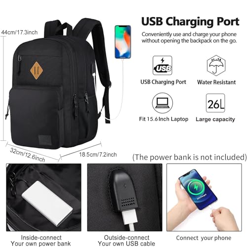 KEOFID Travel backpack for Men and Women, Anti Theft Laptop Backpack with USB Charging Port for Work, Large Bag for Colleg...