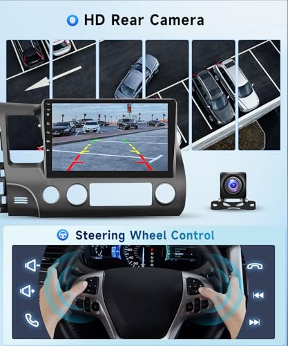 for Honda Civic 2006-2011 Wireless Carplay Android Car Stereo Support Wireless Android Auto with WiFi GPS Navigation AHD B...
