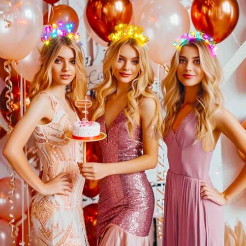 JAKAWIN Light Up It's My Birthday Headband Glowing Birthday Tiara for Women