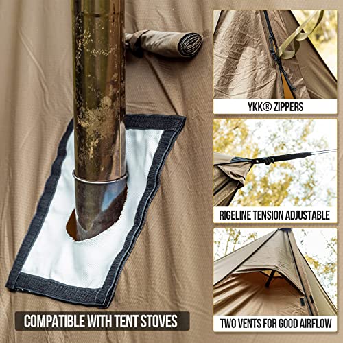 OneTigris ROCDOMUS Hot Tent with Stove Jack, 3000mm Waterproof, Versatile Lightweight Hammock Tent for Camping, Hiking, Ba...