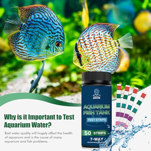 Aquarium Test Strips, 7-Way Aquarium Test Kit for Freshwater Saltwater,50 Strips Quick and Accurate Fish Tank Pond Test St...