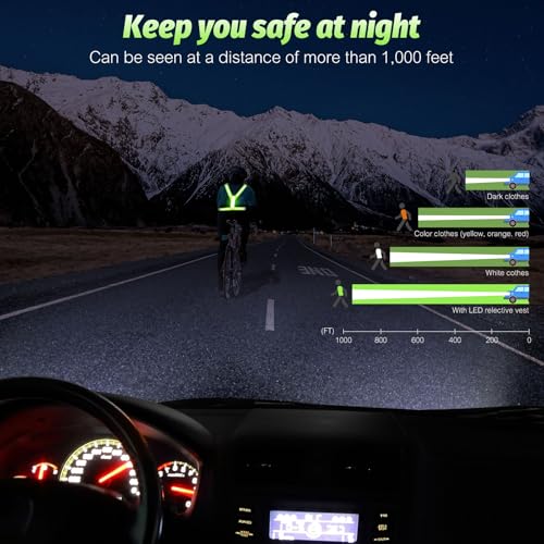 Cabbqiu LED Reflective Running Vest - Light Up With 3 Modes, Rechargeable Night Gear for Runners - Safety Belt for Women Men