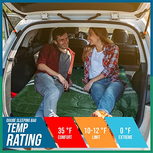 IFORREST Double Cotton Flannel Sleeping Bag for Adults – Extra-Wide 2-Person 10°F Cold Weather Camping Bed, Warm Queen XXL...