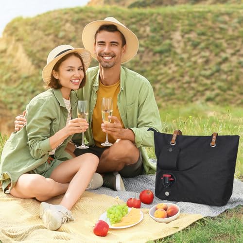 LEZEHUIBEST Wine Tote Bag, Beach Cooler for Travel Gift, Leakproof Insulated Purse Carrier with Hidden Spout Compartments,...