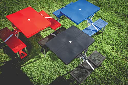 Picnic TIME Portable Folding Picnic Table with Seats for 4, Collapsible Aluminum Table with Benches & Umbrella Hole, Light...