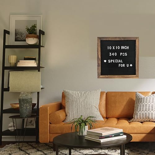Felt Letter Board 10x10" – 340 Letters, Numbers & Symbols, Wall Mount or Stand Display, Changeable Message Board for Quote...