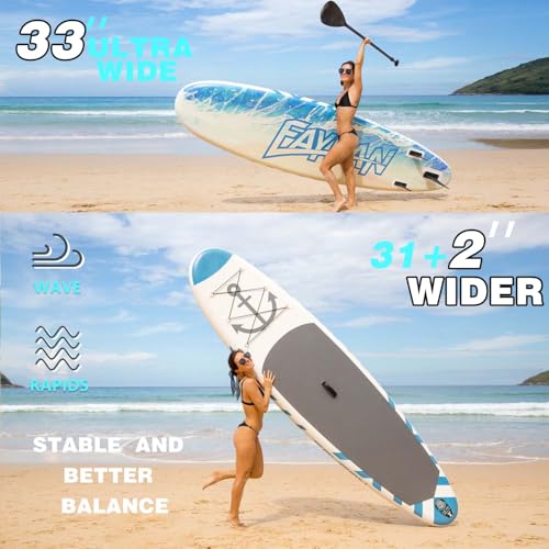 Inflatable Paddle Board,Extra Wide 10.6'/11' Stand Up Paddle Board with Sup Accessories,400lbs Capacity for Family with Sa...