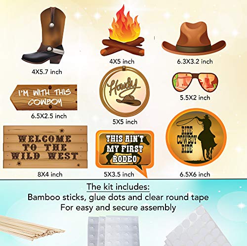 Western Cowgirl & Cowboy Photo Booth Props. Wild West Party Decorations. 41 Pcs Texas Theme Props with Wanted Sign for Bir...
