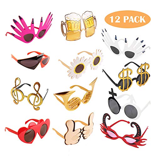 TD.IVES Funny Glasses Party Sunglasses Costume Sunglasses Masks,12 Pack Cool Shaped Funny Party Glasses,Photo Booth Props ...