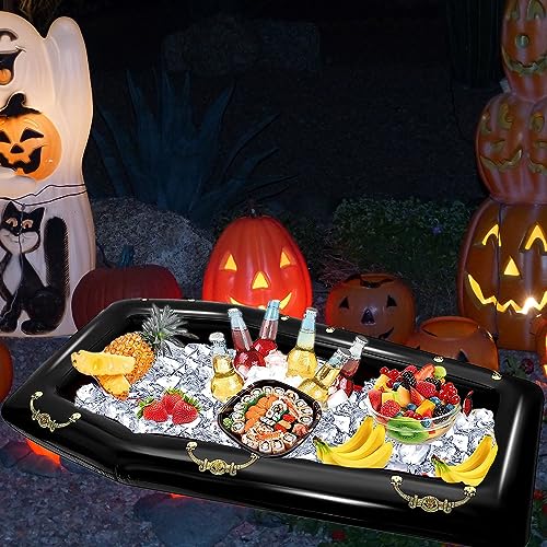52Inch Inflatable Coffin Cooler Coffin Pool Float Inflatable Ice Chest Buffet Cooler Drink Beverage for Halloween Party Sp...