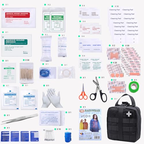 First Aid Kit Med Medical - Kit Rip-Off 180 pcs Water-Resistant Emergency Kit for Camping Hiking Home Outdoor Truck Vehicl...