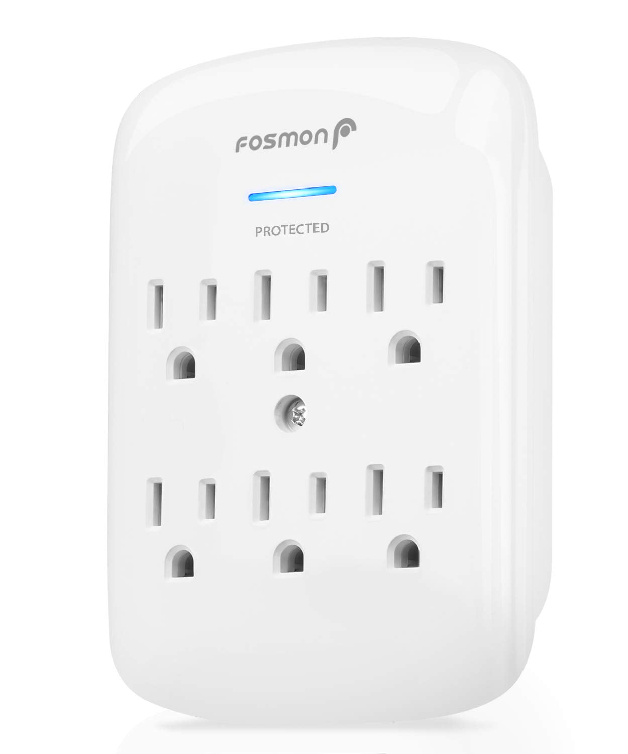 Fosmon 6 Outlet Wall Mount Surge Protector, 3-Prong Surge Suppression 1200 Joules, 15A 125Vac 60Hz 1875Watts Wall Outlet Adapter