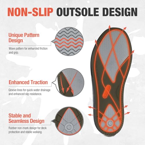 HISEA Men's Deck Boots Waterproof Ankle Rain Boots Neoprene Saltwater Fishing Boot Outdoor