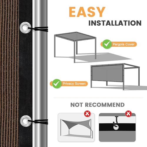 VICLLAX Shade Fabric Sun Shade Cloth Privacy Screen with Grommets for Patio Garden Pergola Cover Canopy 20x20 FT, Mocha