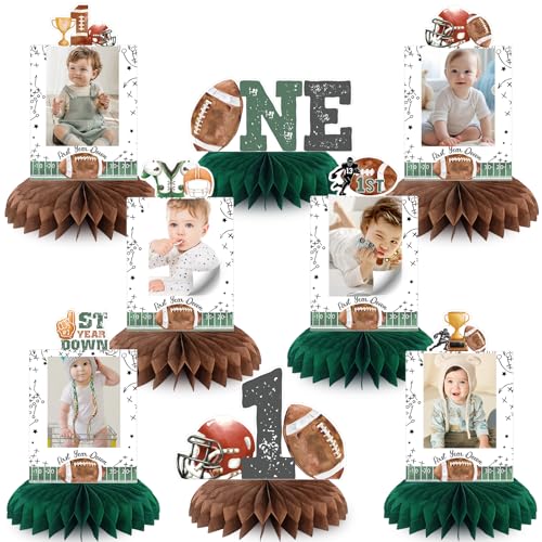 First Year Down Birthday Party Decorations, Football Birthday Party Decorations Honeycomb Centerpieces for Table, Football...