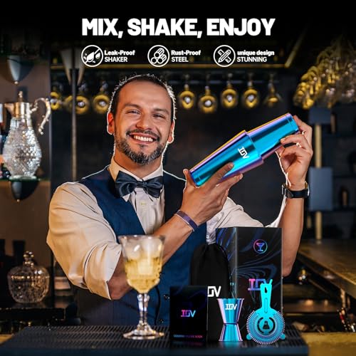 IOV Boston Cocktail Shaker Bar Set, Bartender Kit Drink Mixer Set with 18 oz & 28 oz Boston Shakers, Hawthorne Strainer, D...
