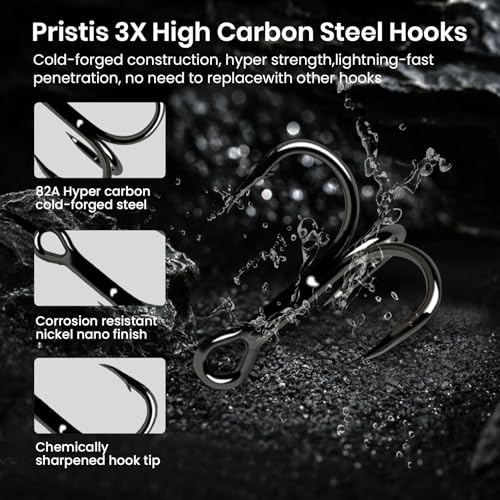 Pristis 3 pcs Topwater Fishing Plopper Lures, Floating Popper Bait Set with Chemically Sharpened Hooks for Saltwater Fresh...