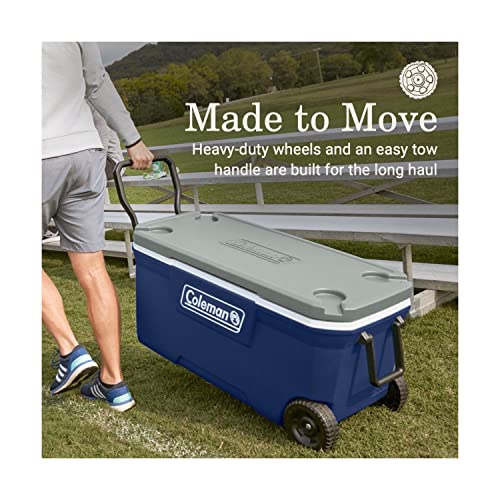 Coleman Classic Series Insulated Portable Rolling Cooler with Wheels, Leak-Resistant Outdoor Hard Cooler Keeps Ice up to 5...
