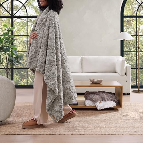 UGG Adalee Faux Fur Throw Blanket Luxury Lightweight Cozy Soft Throw for Couch Bed or Chair Hypoallergenic Machine Washabl...