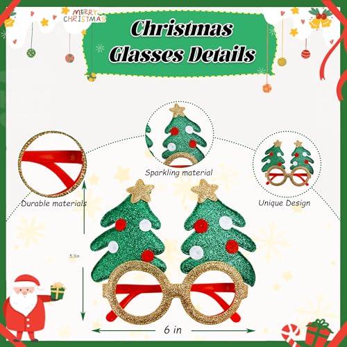 HLQHXWHZT 18PCS Christmas Glasses and Holiday Headbands Adult Set Christmas Photo Booth Props Party Decoration Accessories...