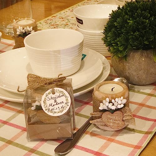 12PCS Wooden Tealight Candle Holders, Wedding Thank You Favors for Guests, Baptism/Bridal Shower Centerpieces for Tables, ...