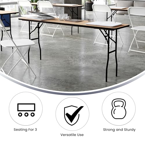 Flash Furniture Gael 6' Wood Folding Training and Event Table, Rectangular Folding Training Table with Smooth Clear Coated...