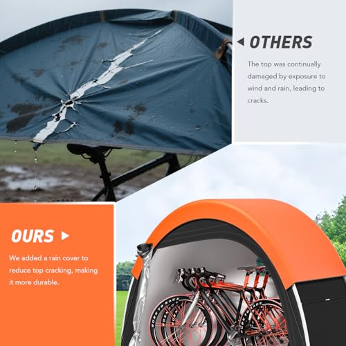 PZT Upgraded Bike Tent with Rain Cover, Portable Outdoor Storage Shed for 2 Bikes, 210D Oxford Fabric PU4000 Waterproof, B...