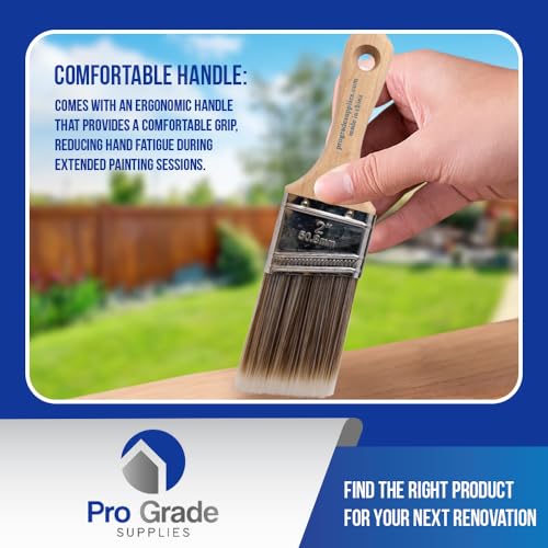 Pro Grade, Paint Brushes, 5-Piece, Paint Brush Set: Flat & Angle Brushes for Latex and Oil Paints, Stains, Interior & Exte...