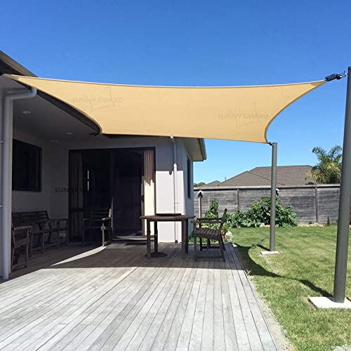 SUNNY GUARD Sun Shade Sail 10' x 13' Rectangle Sand UV Block Sunshade for Backyard Yard Deck Patio Garden Outdoor Activiti...
